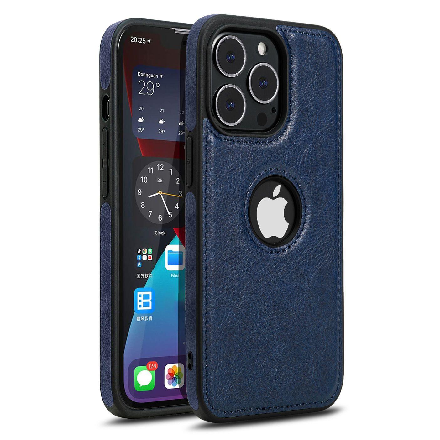 

Розкішний шкіряний чохол для телефону iPhone15 14 13 Pro 11 12 Pro Max XR XS Max X шкіряна тонка м’яка задня кришка For iphone 12Pro Max синій