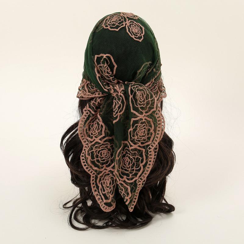 * CM Popular Embroidered Square Scarf Decorative Silk Scarf Fashionable Versatile Rose Bag Headscarf