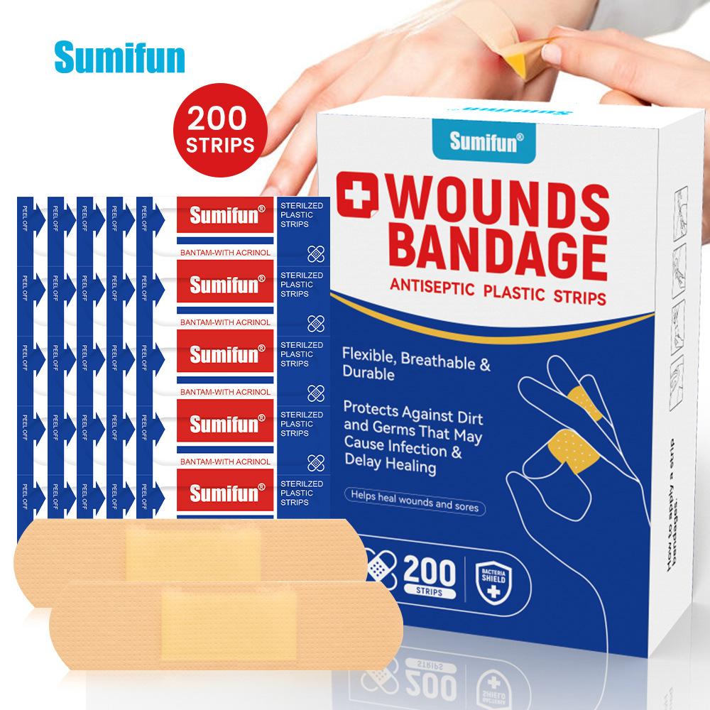 Sumifun 50/100 Pcs Wound Dressing Tape Flexible Breathable Strips Minor Cuts Burns Adhesive Pads Care Supplies Household First Aid