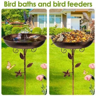 Garden Birdbath 32 Inches Sturdy Iron Outdoor Bird Bath for Outside Vintage Standing Birdbath Bowl for Outdoor Garden Patio Yard