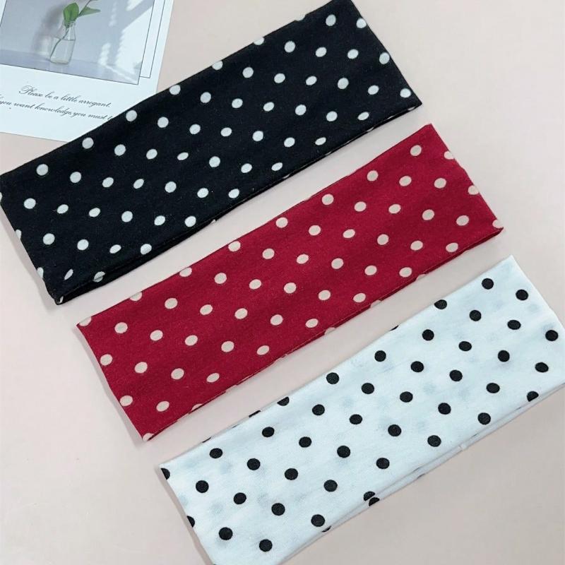 1 st Dam Elegant Söt Prickigt Tryck Elastiskt Tyg Prickigt Sportpannband, Lämpligt För Vardag, Träning, Löpning Svettabsorberande Hårband Huvudduk