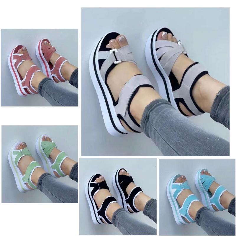 Stylish And Trendy Women's Flip Flops With Magic Tape And Cross Straps