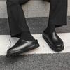 2025 neue Herren-Faulenzerschuhe einfache Fußlederschuhe Herren vielseitige schwarze Einschlupf-Freizeitschuhe 18887-J