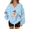 Women's V-neck Dropped Shoulder Halloween Print Sports Sweatshirt Top