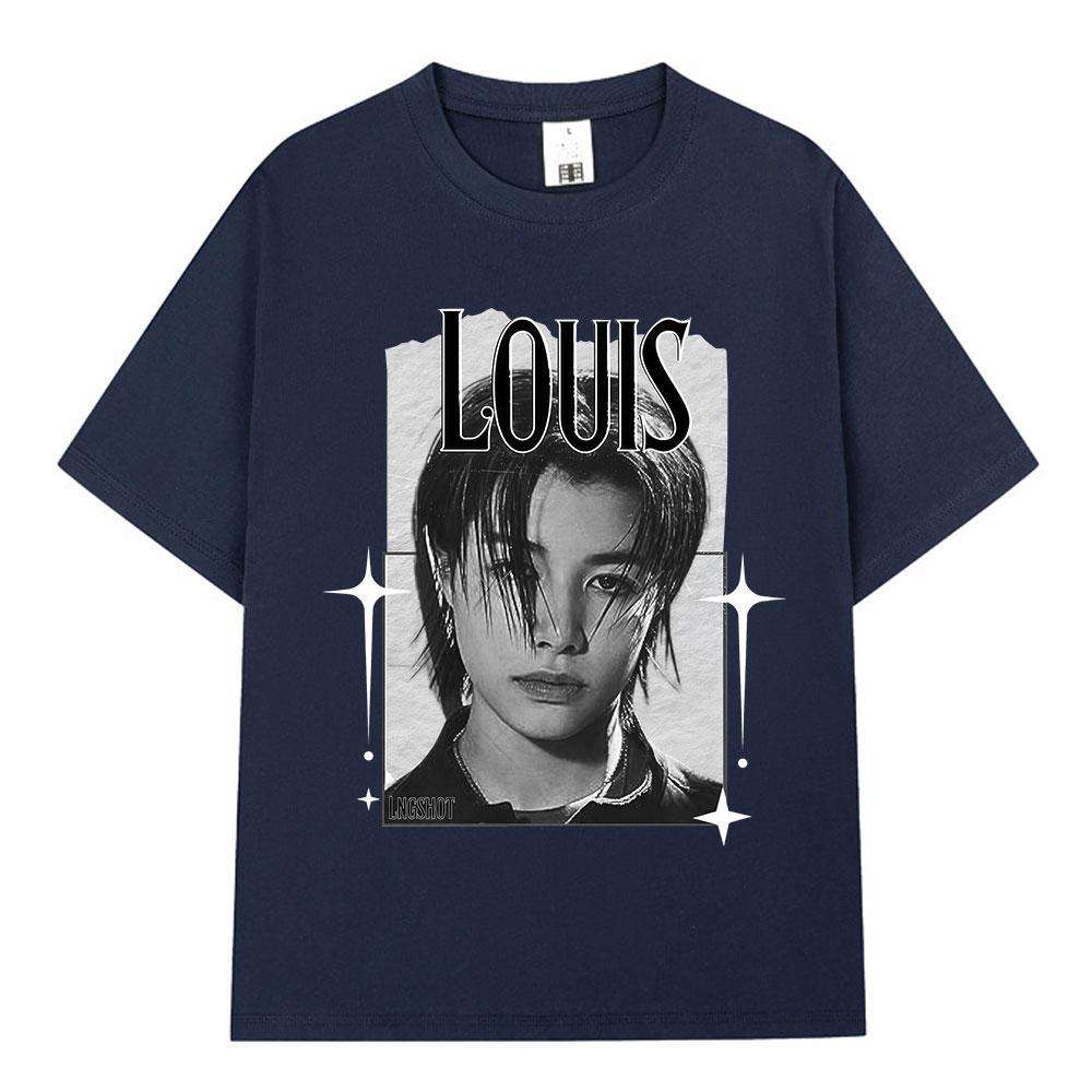 Korean Kpop Hip Hop Group Lngshot LOUIS Tshirt Unisexs Women Clothing Fashion Oversized Cotton Casual Short Sleeve Tops Fan Gifts