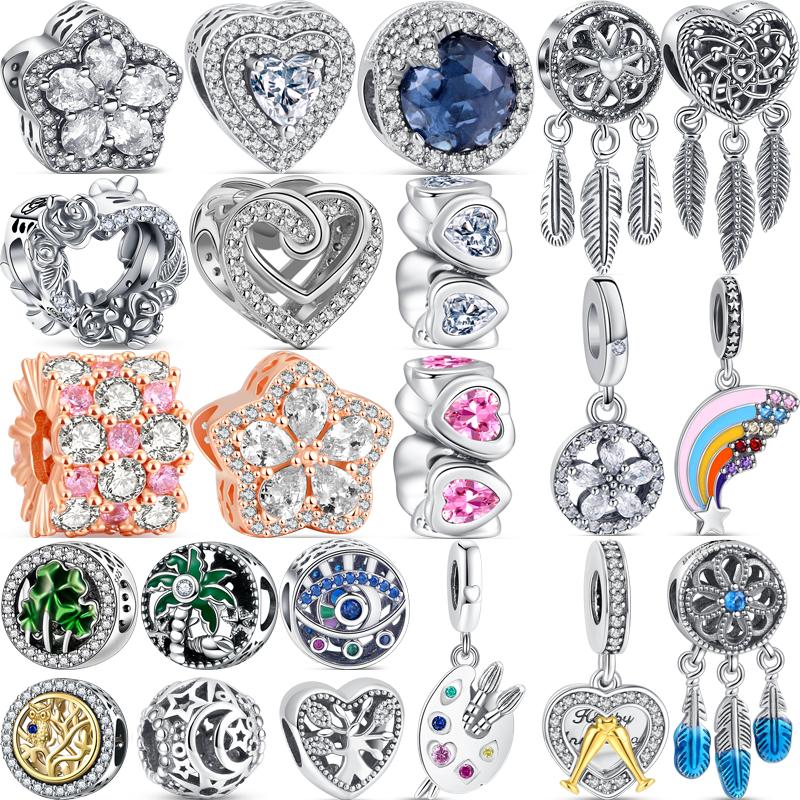 

S925 Серебряный Русалочка Лягушка Принц Розовый и прозрачный блестящий питомец кошка подвеска бусины подходят оригинальные подвески браслеты DIY ювелирные изделия