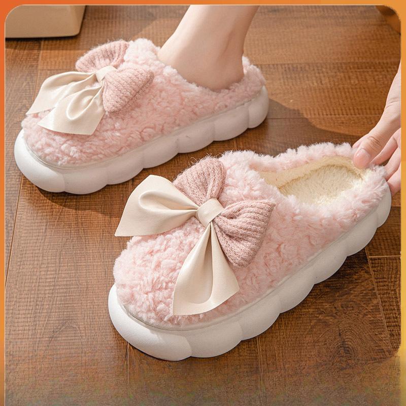Bow Shoes, New Cotton Shoes, Indoor Warm Cotton Slippers