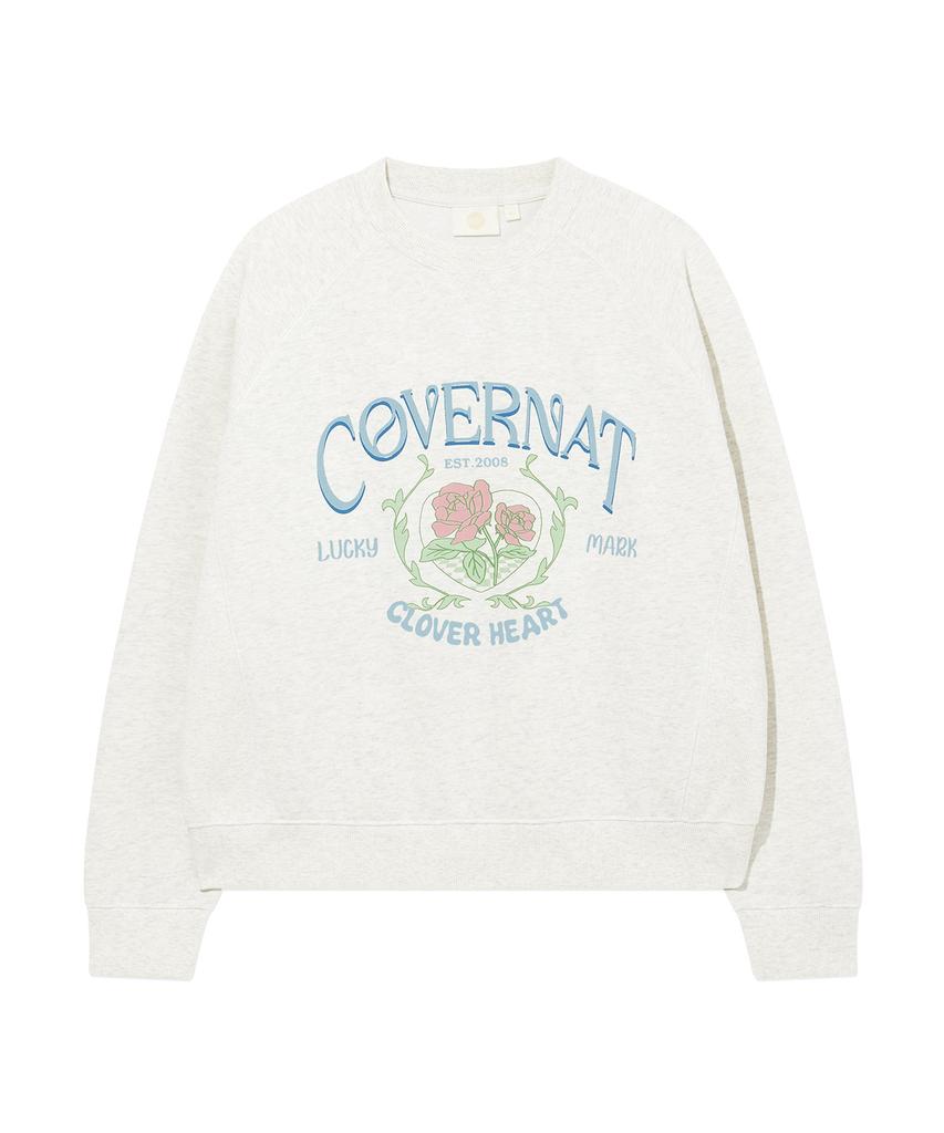 COVERNAT WOMAN Vintage Graphic Sweatshirt Oatmeal