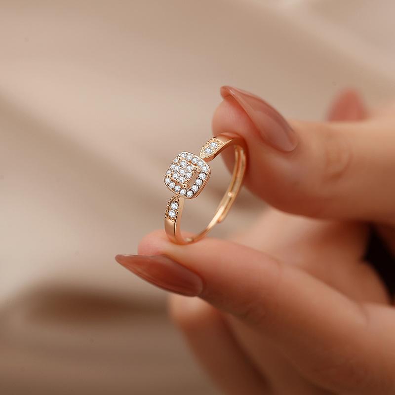 Small Sugar Cube Ring Women's Light Luxury Niche Design Open Ring