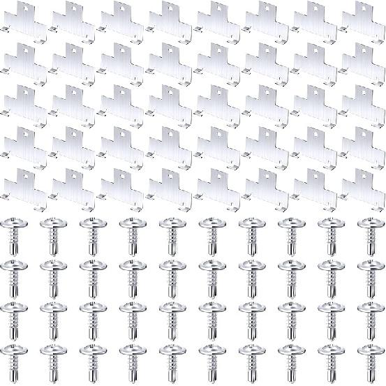 Dunzy 40 Pcs Recessed Light Clips Downlight Housing C Clips Retrofit for Downlight with Self Tapping Screws Metal for Retrofit Down Light, Silver