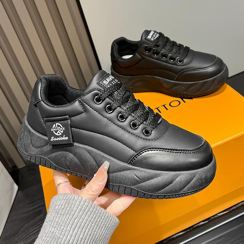 Spring and Autumn new sports and leisure ins thick-soled leather casual single shoes board shoes