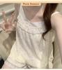 Princess Style Cloud Cotton Pajama Set for Women with Built-in Bra