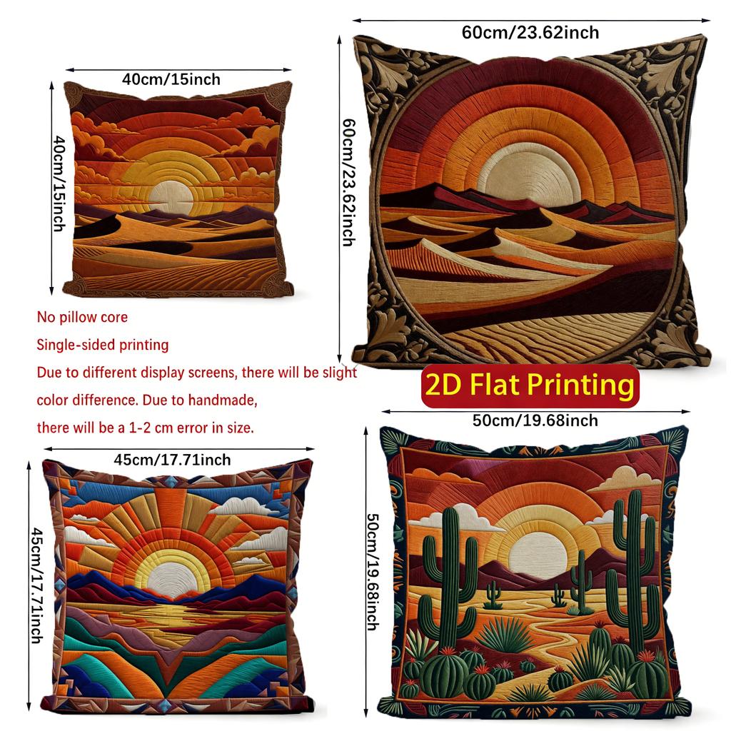 2D Desert Sunset Boho Throw Pillow Covers** Pattern Cushion Cover Suitable For Sofa Bedroom Car Pillow Cover