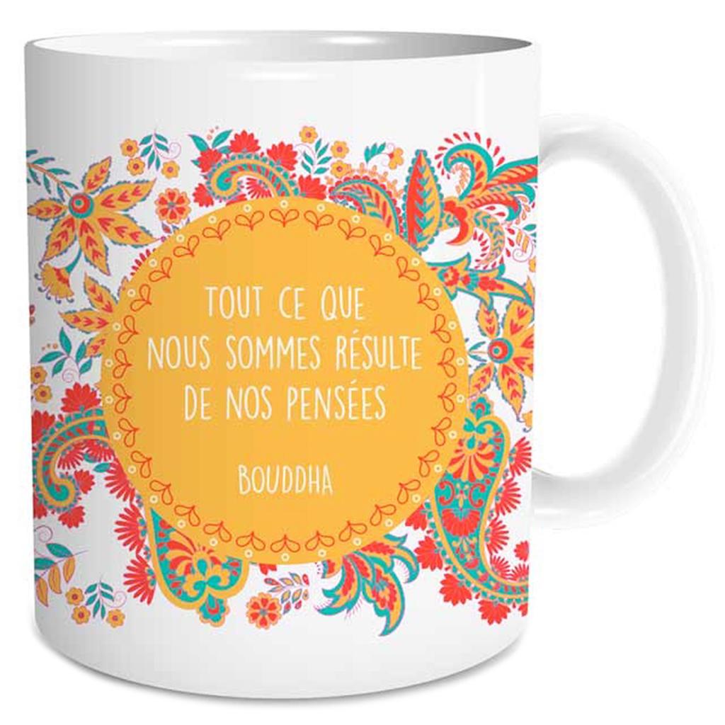 Les Trésors De Lily [Q3657] - Ceramic Mug 'Wisdom' (Everything We Are Is the Result of Our Thoughts - Buddha) - 9.5x8 Cm