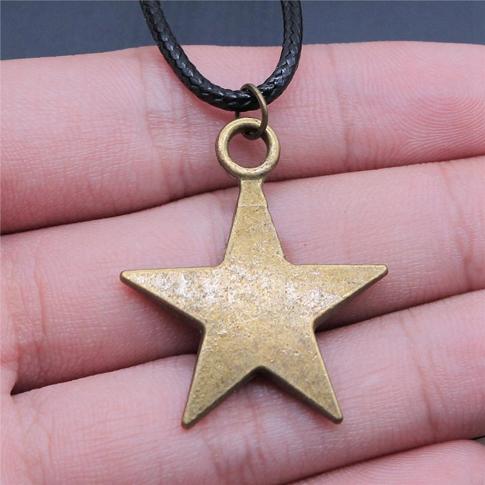 Pěticípá hvězda Slunce Měsíc Pentagram Nebeský přívěsek Starožitný bronzový kov Párový náhrdelník Trendy