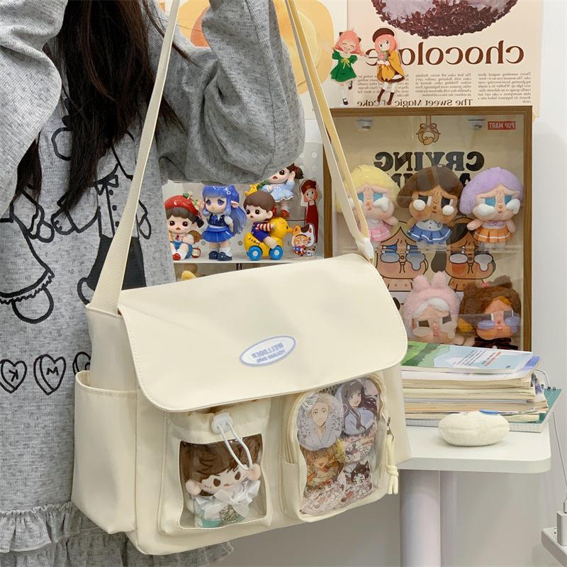 

Japan Style Cute School Girl Crossbody Shoulder Bag Preppy Style Large Capacity Messenger Tote Transparent Ita Bag Kawaii белый