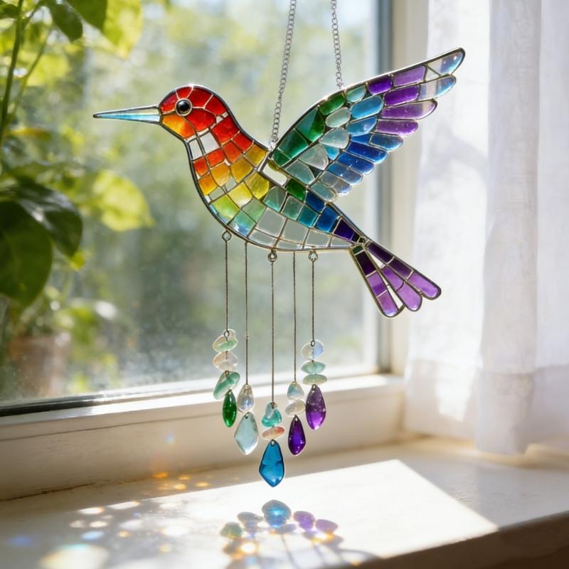 Regenbogen Vogelform Windspiele mit reflektierenden Oberflächen zum Einfangen von Sonnenlicht für Garten- und Heimdekoration