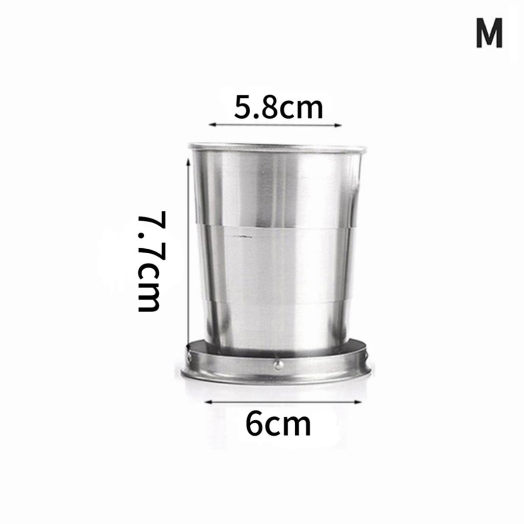 Stainless Steel Folding Cup With Keychain Portable Retractable Telescopic Cups