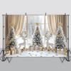 2D Window View Winter Scene Background for Family Photos