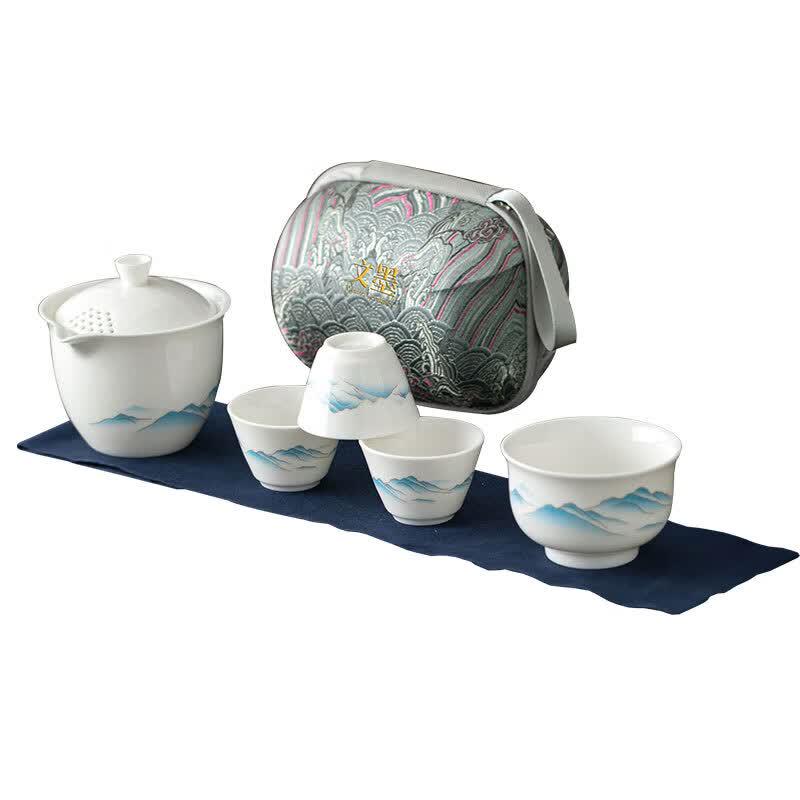 Wenmo Rivers & Mountains Portable Ceramic Tea Set