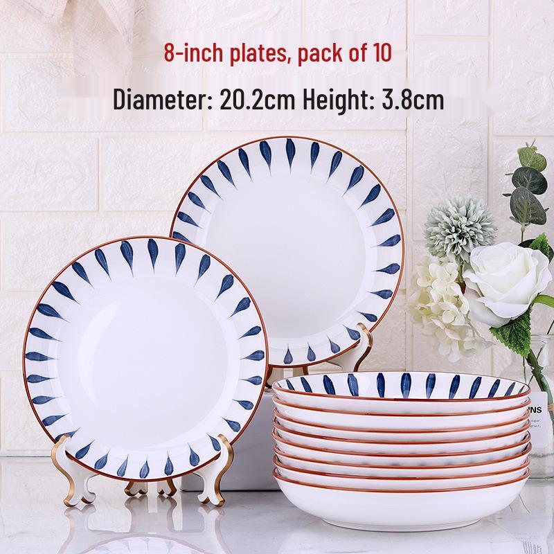 Retro Ceramic Porcelain Microwave-Safe Bowl Set - Chinese Style Tableware