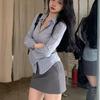 Women's Blue Striped Shirt Slim Fit Waist Design Ladies Blouse Spring and Autumn Casual Versatile Single Breasted Cardigan Top