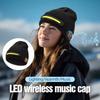 USB-wiederaufladbare LED-Beanie mit integriertem Lautsprecher und Mikrofon, abnehmbare smarte Bluetooth-Mütze, dreistufige Beleuchtung, Strickmütze