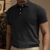 Men's Color Button Lapel Striped Short Sleeve Top Men's Casual Fashion Tops