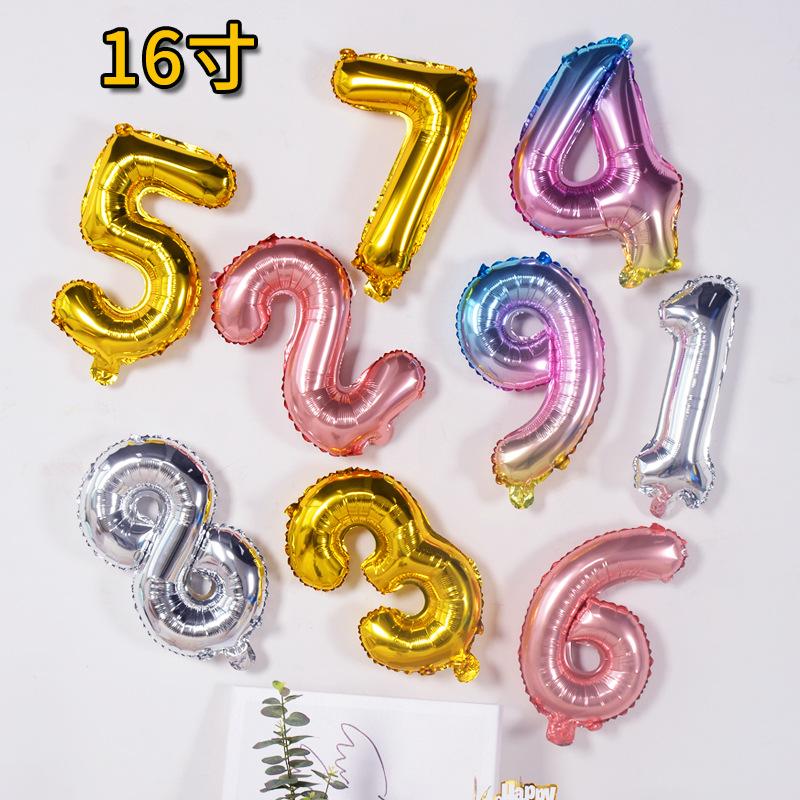 Small Digital Balloon 16-Inch Us Version Of Thin Body Decoration Birthday Party Aluminum Film Balloon Digital Balloon