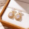 Copper-Plated Gold Geometric Zircon Stud Earrings: Exquisite High-End Jewelry for Women