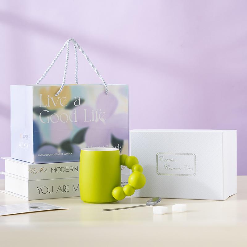 Gutes Leben Farbglasur Kreativer Becher Hochwertige Keramik Kaffeetasse Geschenkbox Souvenirgeschenk Feiertagsgeschenk Tasse