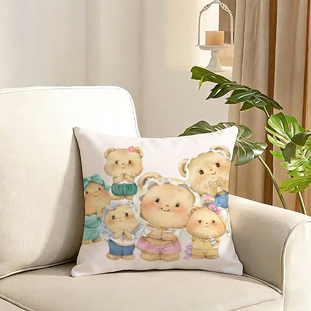 Butterbear Cushion Cover Reversible Plush Pillow Cover Soft Fluffy Home Decor for Sofa Bedroom