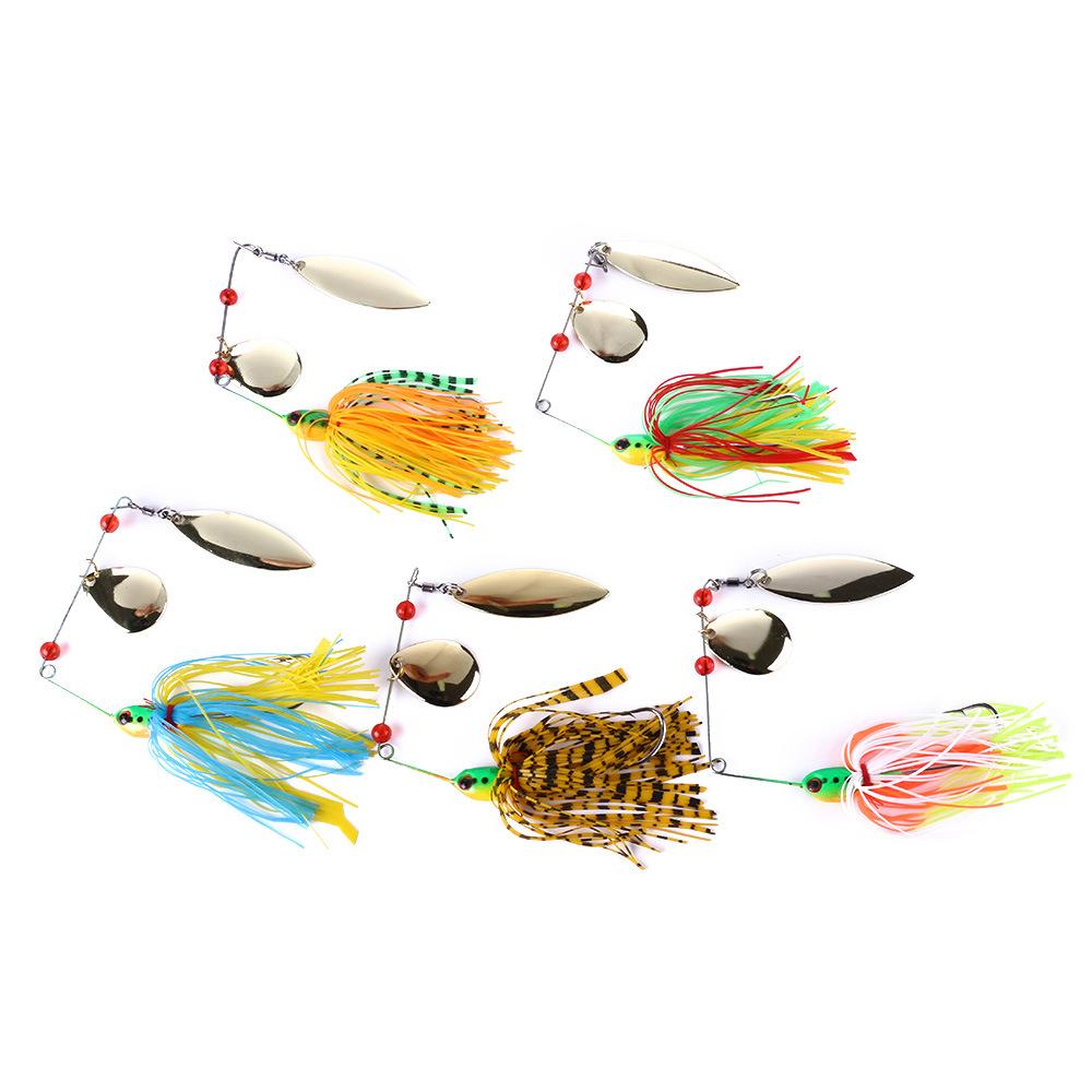 Lure Bait Willow Leaf Type Alloy Mustache Lure17gRotating Fish-Shaped Sequin Anti-Hook Bottom Freshwater and Saltwater Universal