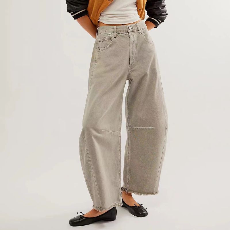 

Fashion Style New Arrival Casual Pants Loose Wide Leg Denim Loose Fitting Wide Leg Jeans Grey S