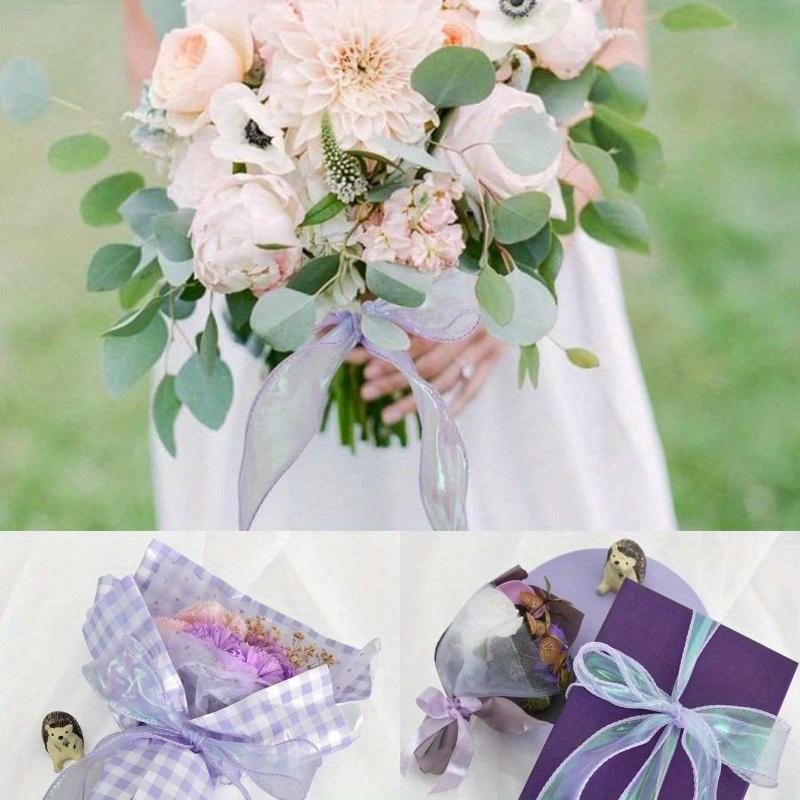 Iriserande Organzaband Skirt Genomskinligt Brett Hantverk Dekorativt Band för Blommor Blomsterbuketter Kransar Bröllop Födelsedagsfest Jul