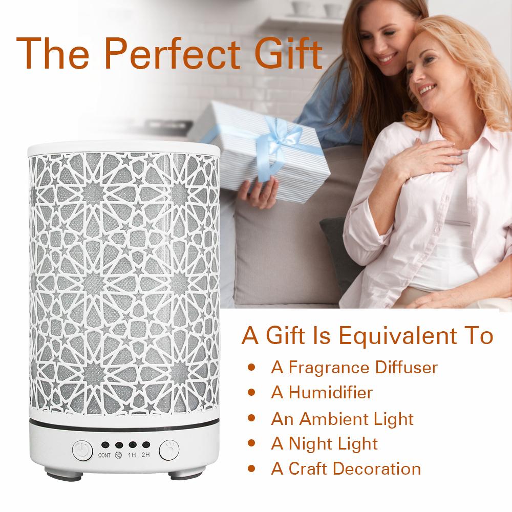 Hollow Star Aroma Diffuser Ultrasonic Air Humidifier Essential Oil Aromatherapy Cool Mist Maker for Home 100ml with LED Lights