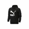 Men's Black Sports Casual Hooded Knit Sweatshirt with Logo Print