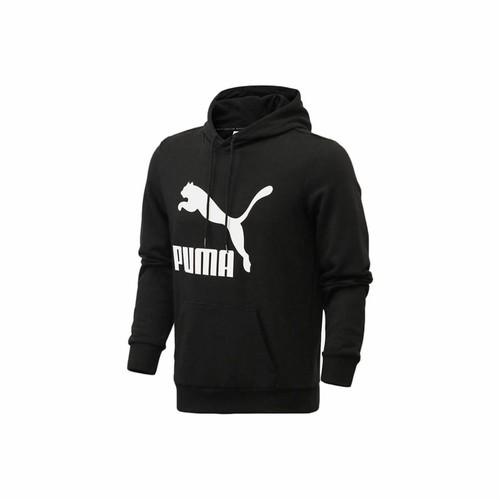 

PUMA Men s Black Sports Casual Hooded Knit Sweatshirt with Logo Print EU M чорний