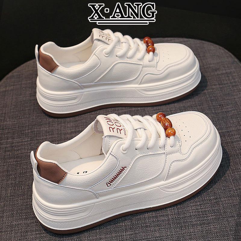 Leather Board Shoes Women's Thick-soled White Shoes Women's Shoes Autumn New Casual Sports Shoes Soft-soled Single Shoes