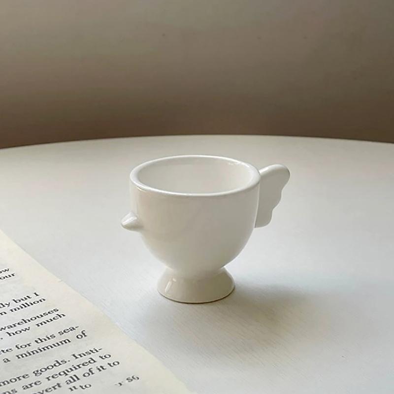 

Подставка для яиц с высоким основанием, однотонная, нескользящая ручка, удобный держатель для губки для макияжа, мини-подставка для завтрака, керамическая подставка для яиц, столовая белый