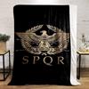 Golden Roman Eagle Emblem SPQR Design Warm blanket Flannel blanket for bedroom, living room, sofa, and nap sofas
