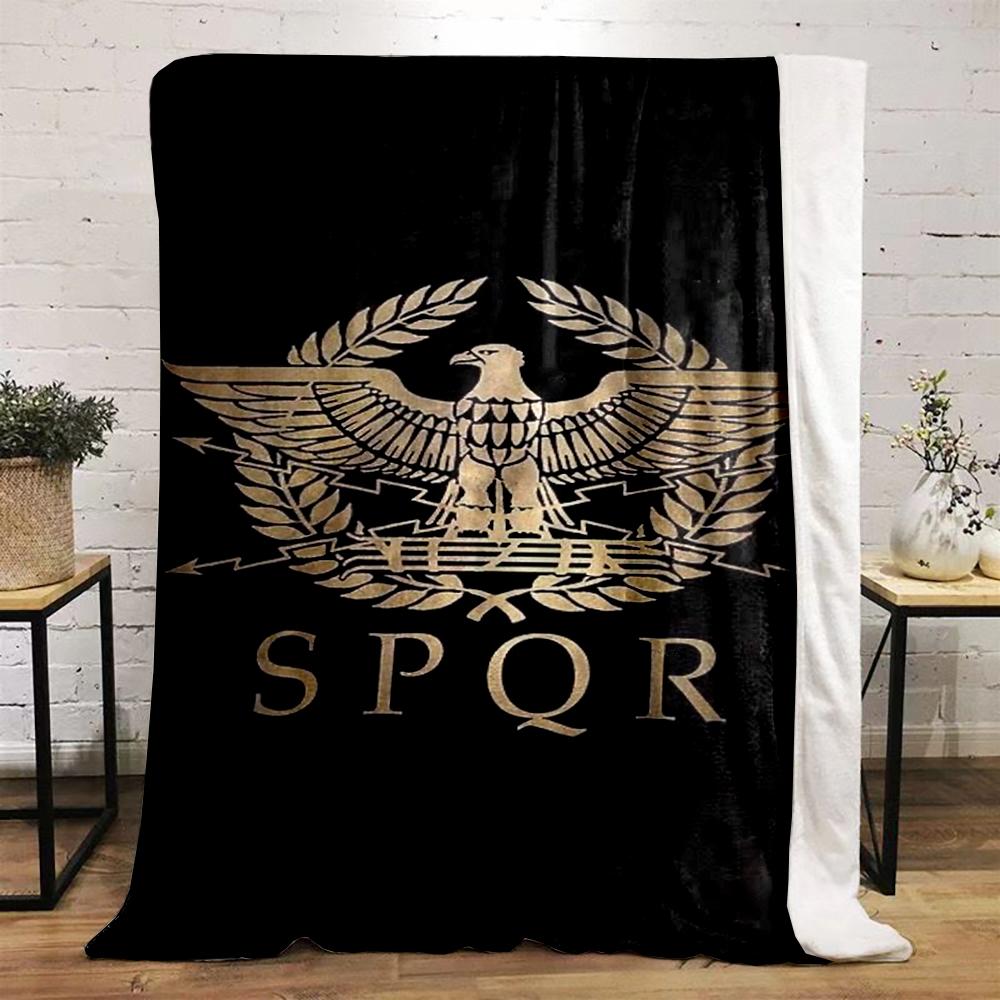 Golden Roman Eagle Emblem SPQR Design Warm blanket Flannel blanket for bedroom, living room, sofa, and nap sofas