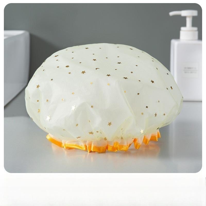 Cuffia da doccia impermeabile per bagno Cuffia per capelli elastica per cappello da bagno addensata per donna Bellezza Parrucchiere Dot Prodotti Accessori per il bagno