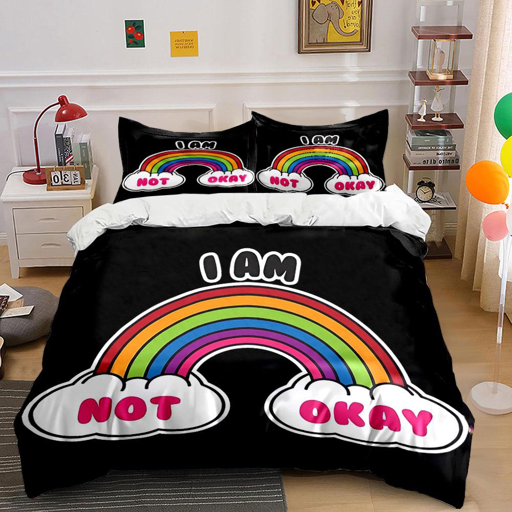Rainbow Motivational Decor 3-Piece Set Soft Comfortable Duvet Cover Bedding Set Included 1*Duvet Cover & 2*Pillowcases, Gift