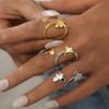 Exquisite Stainless Steel Butterfly Rings Women Irregular Open Rings Simple No Fade Party Holiday Daily Wear Jewelry Accessories