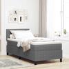 LED Box Spring Bed in Light Grey and White 80 x 200 cm Cord Fabric