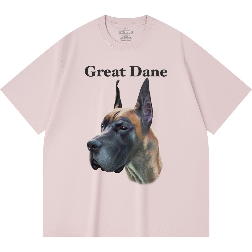 230GSM 100% Cotton T-Shirt Great Dane Print Tees Funny Harajuku Style Combed Cotton Tshirt
