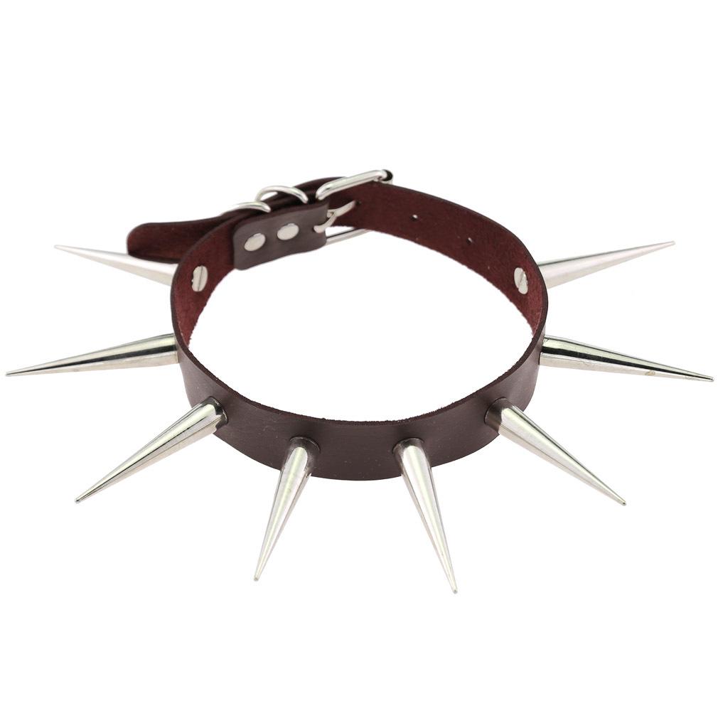 European Unisex Gothic Punk Rivet Spike Leather Choker