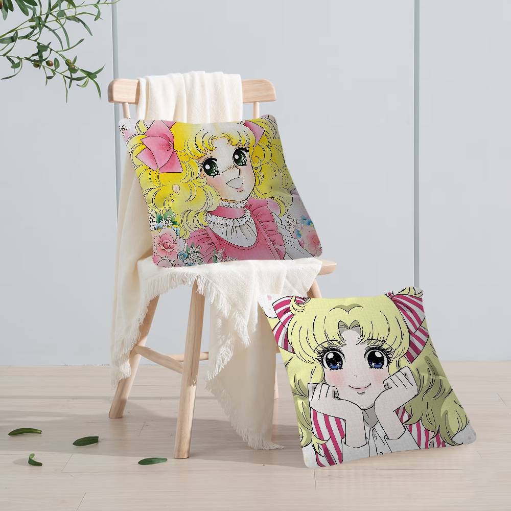 Manga Candy Cartoon Pillow Covers Cartoon Sofa Decorative Home Double-sided Printing Short Plush Cute Cushion Cover
