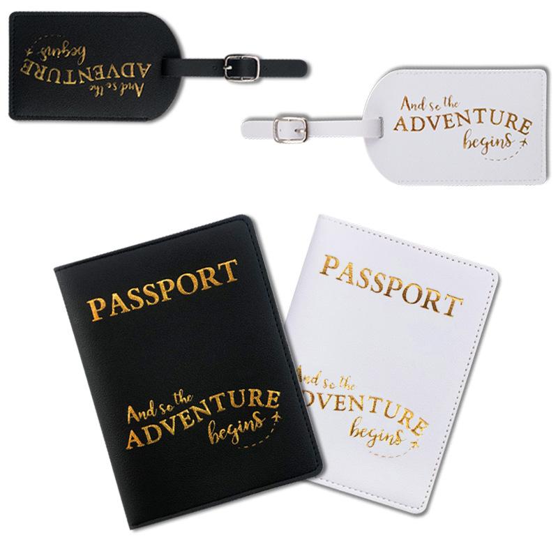 Suitcase Check Card Passport Cover Leather Custom Couple Wedding Passport Bag Luggage Tag Custom